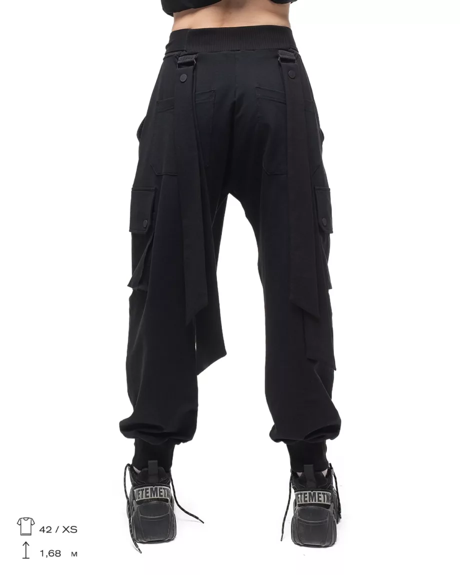 Black Waistband Pocket Pants "Akai"