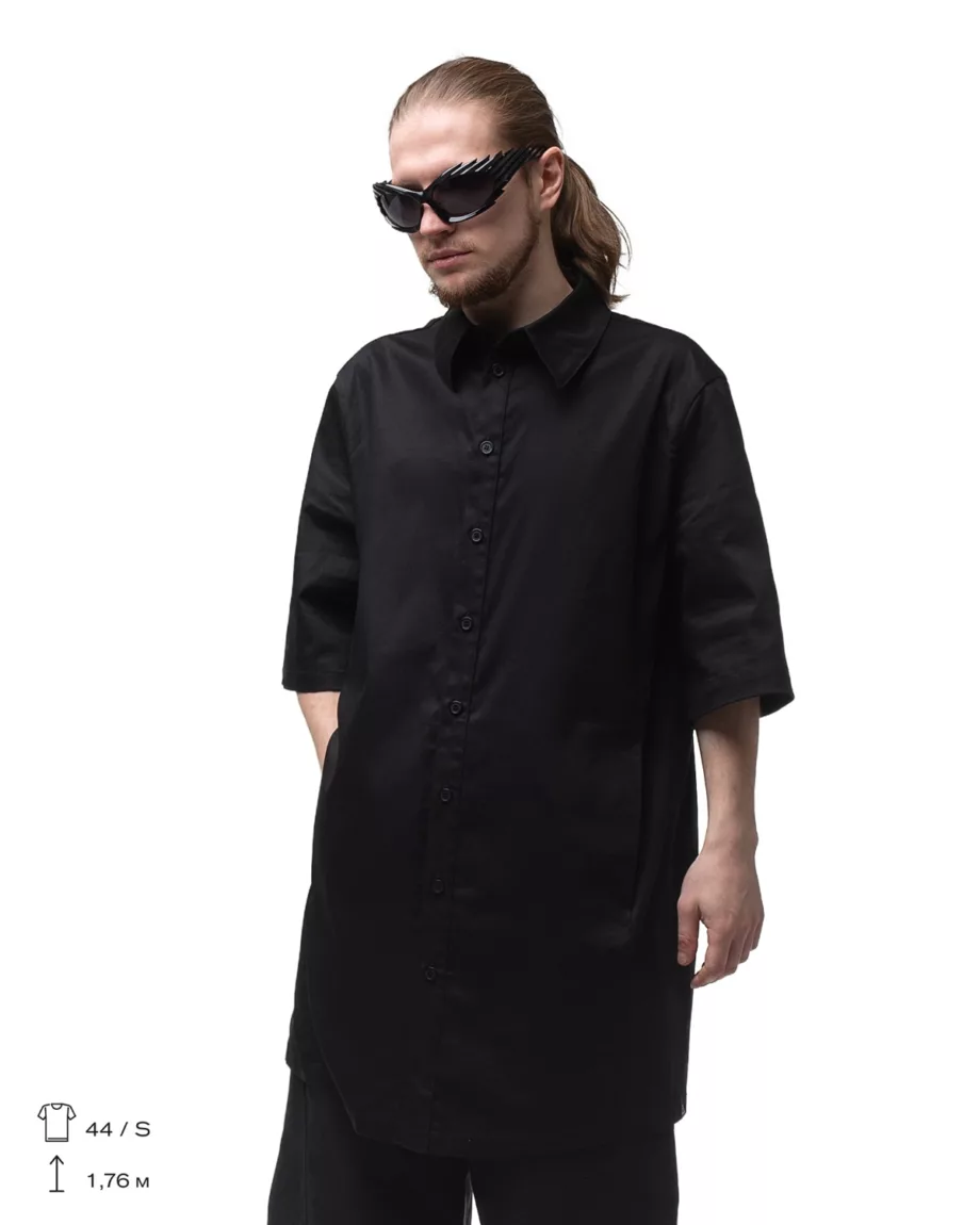 Black Oversized Thick Cotton Shirt "Busido"