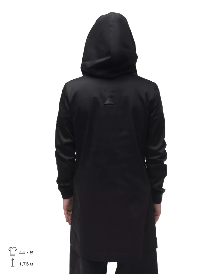 Black Longline Shirt with Pockets and Hood "Thompson"