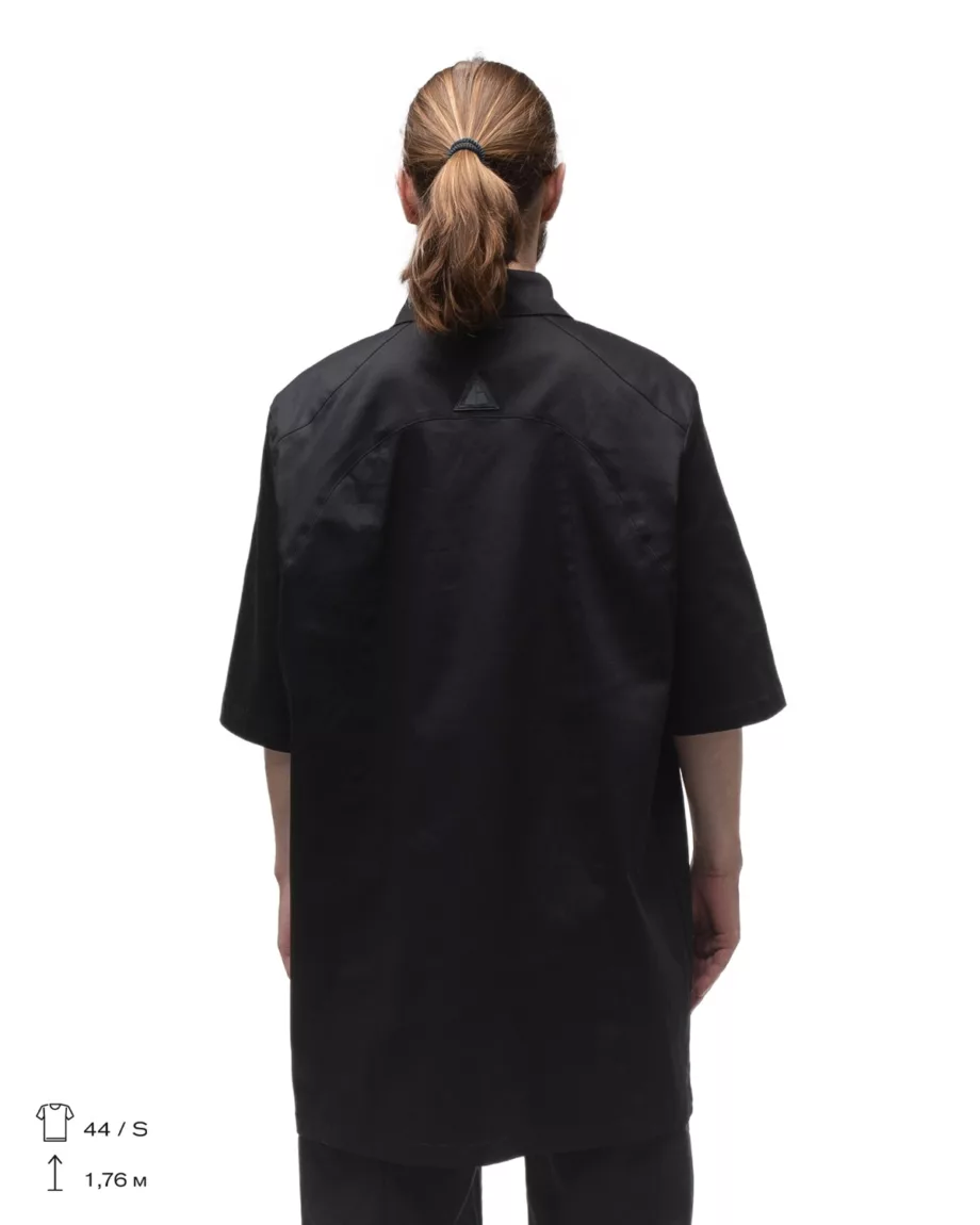 Black Oversized Thick Cotton Shirt "Busido"