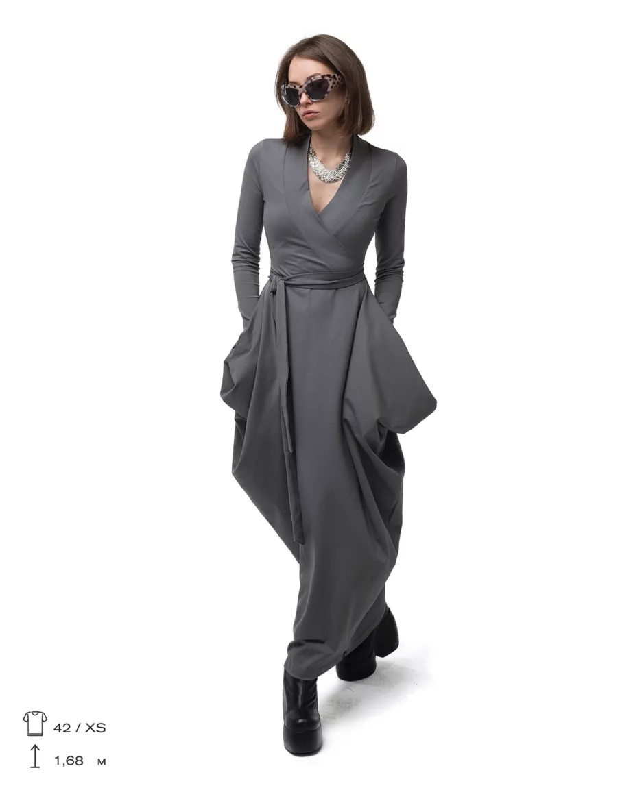 Light Gray Voluminous Dress "Kimono"