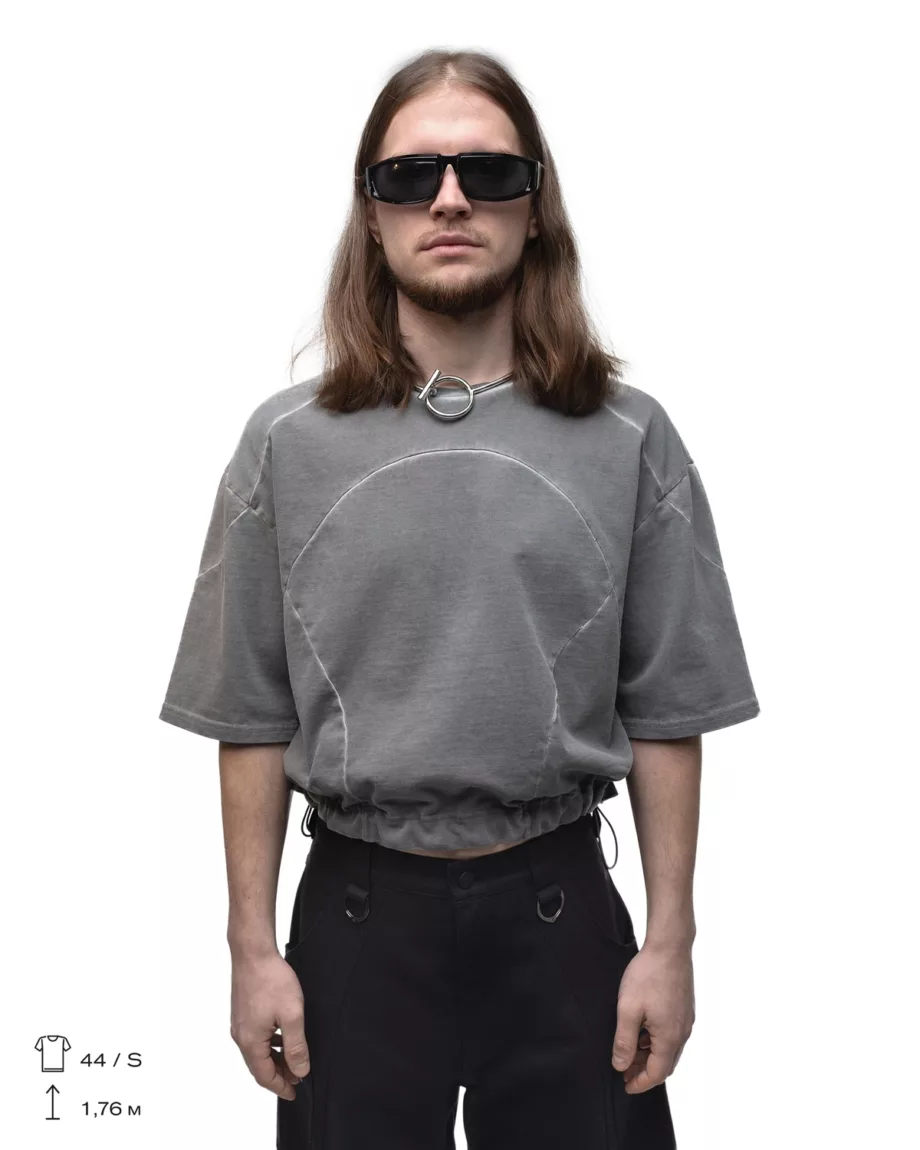 Crop Grey Melange T-Shirt Track