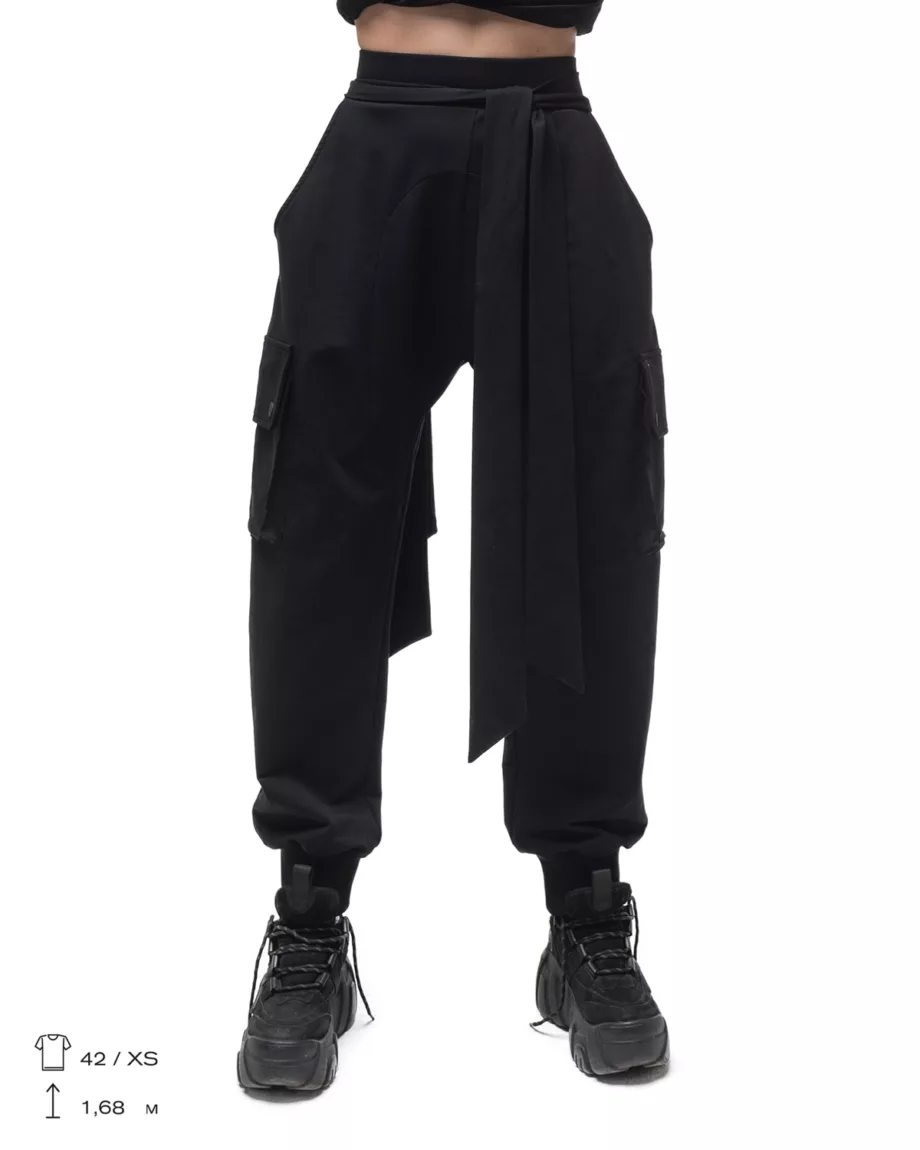 Black Waistband Pocket Pants "Akai"