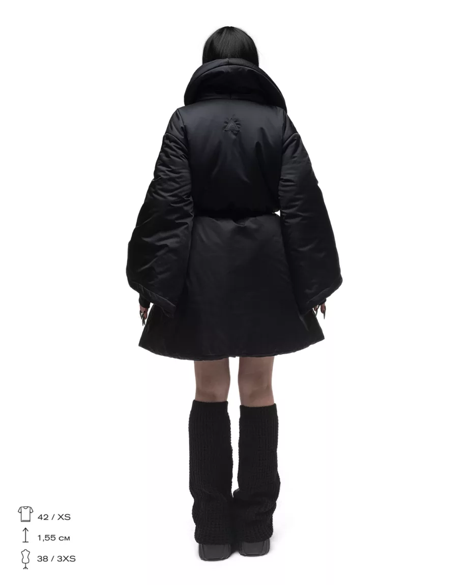 Black Water Repellent Fabric Coat "Gwen"