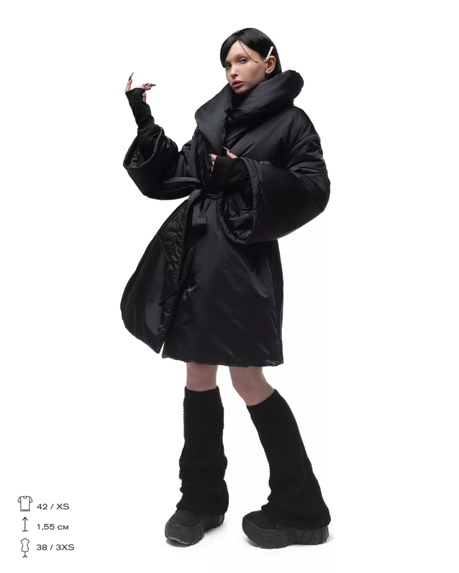 Black Water Repellent Fabric Coat "Gwen"