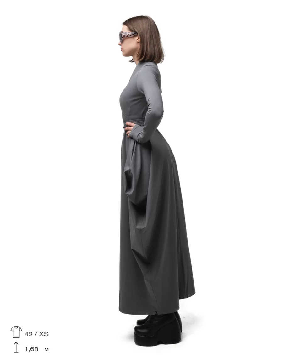 Light Gray Voluminous Dress "Kimono"