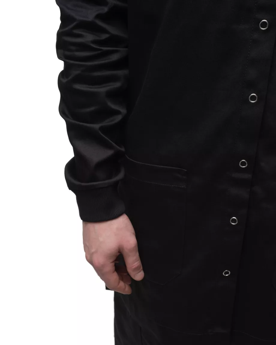 Black Longline Shirt with Pockets and Hood "Thompson"