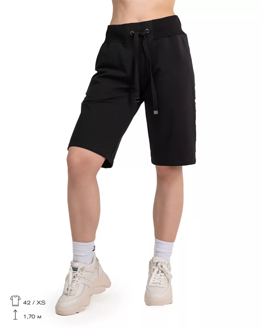 Black Shorts with Brand Tape "Alpha"