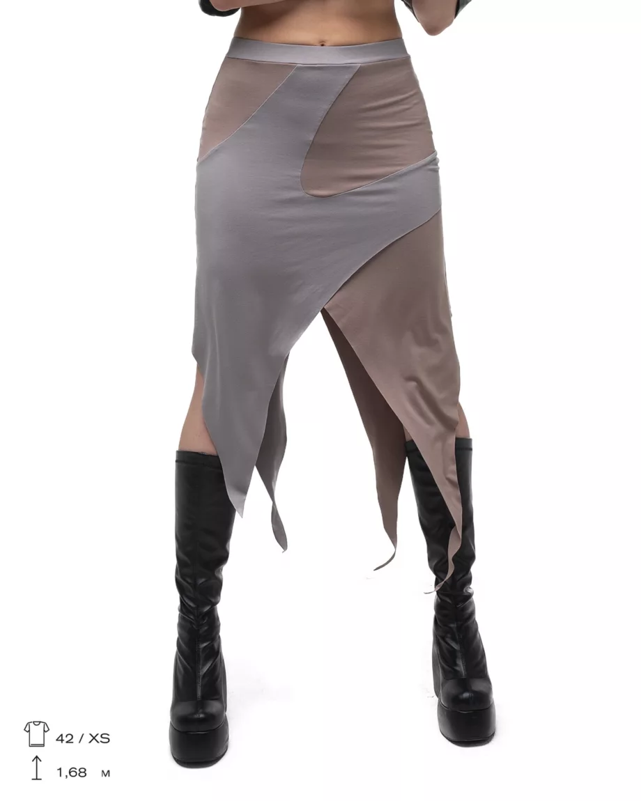 Taupe Grey Asymmetrical Skirt "Roots"