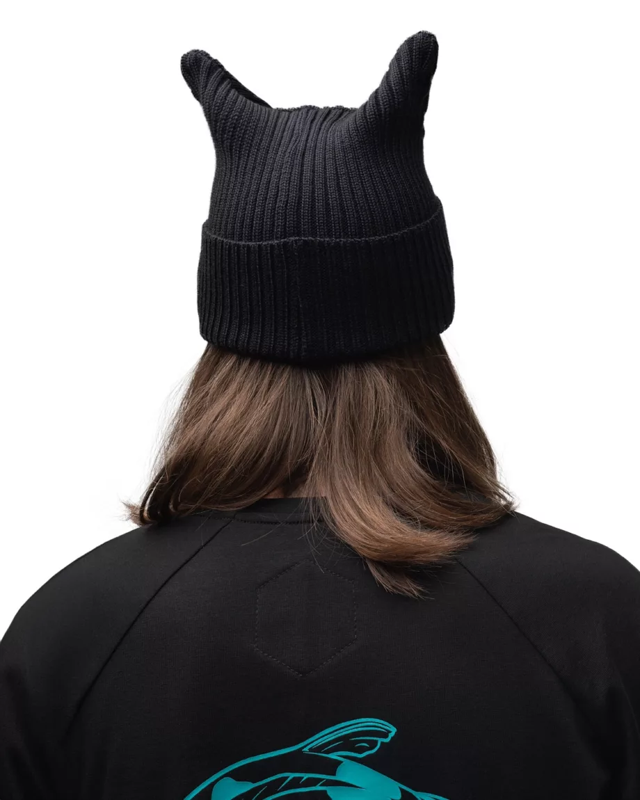 Black Knitted Hat With Horns "De will"