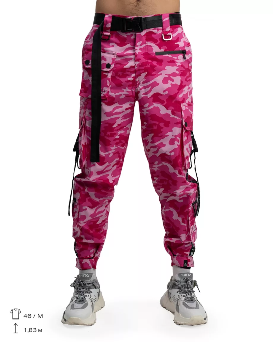 Hot Pink Techwear Pants "Jungle Camo"