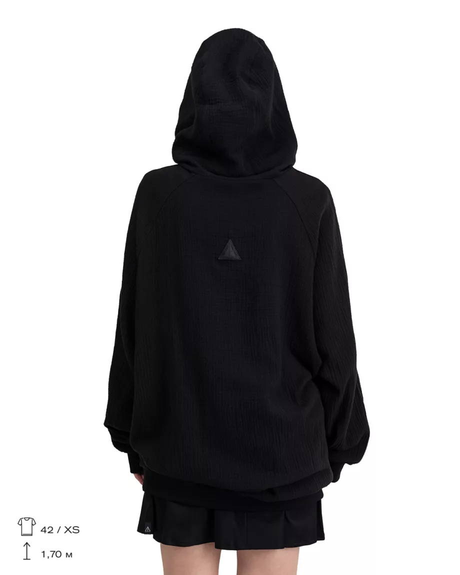 Black Oversized Hoodie With Pockets "Karma"