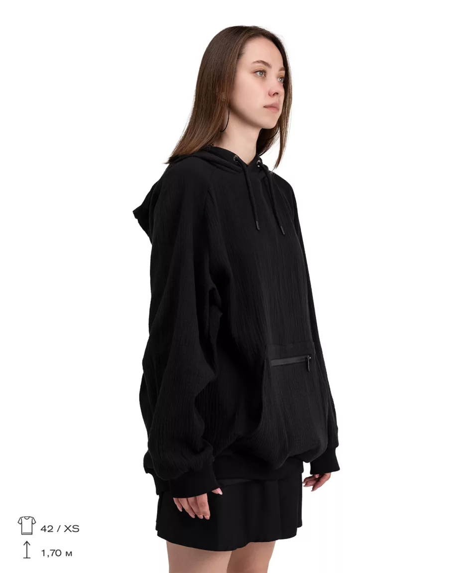 Black Oversized Hoodie With Pockets "Karma"