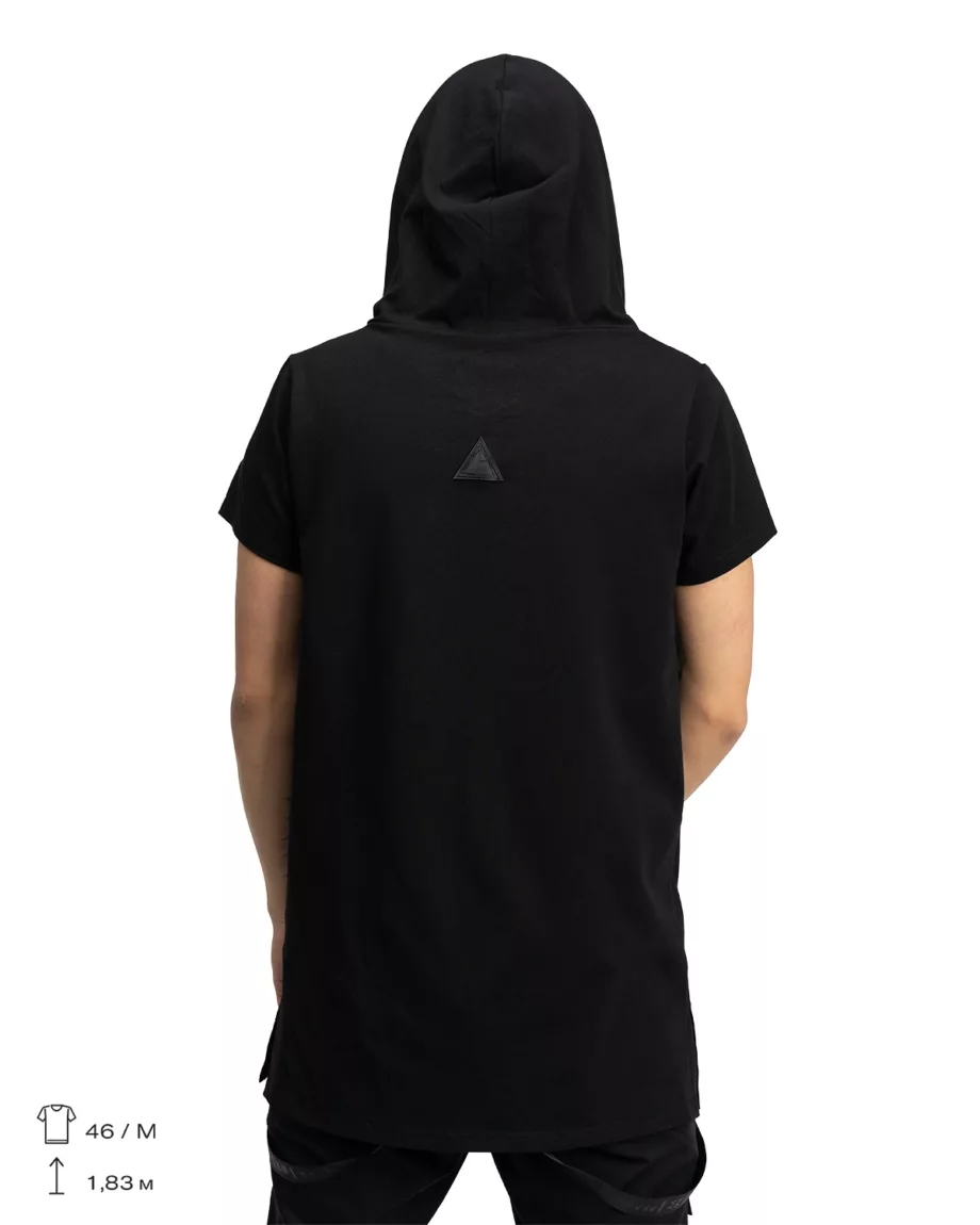 Black Hooded T-Shirt "Kimono"