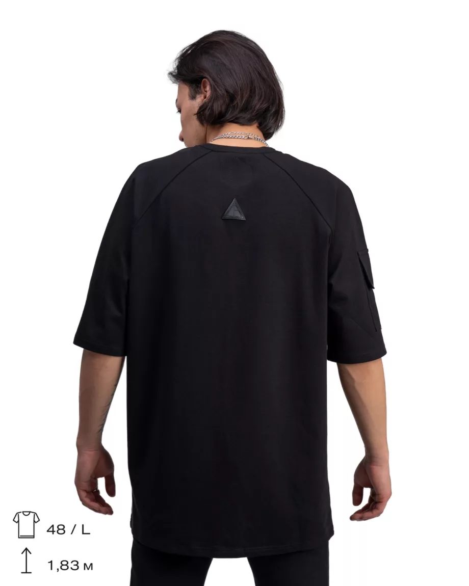 Black With Pocket And Print T-Shirt "Diffraction"