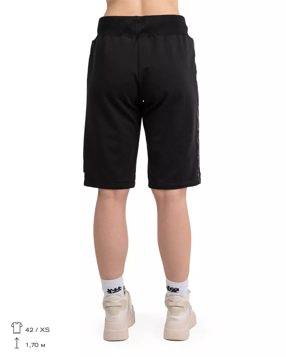 Black Shorts with Brand Tape "Alpha"