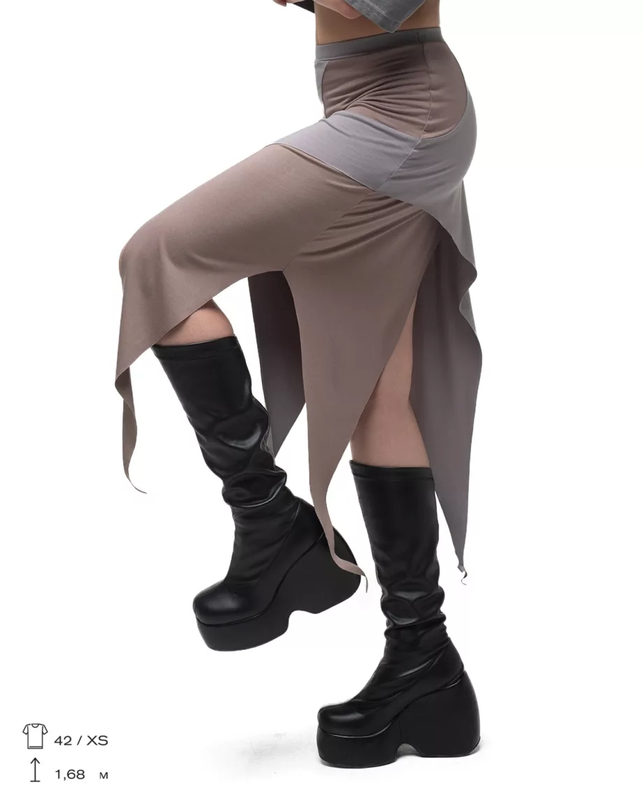 Taupe Grey Asymmetrical Skirt "Roots"