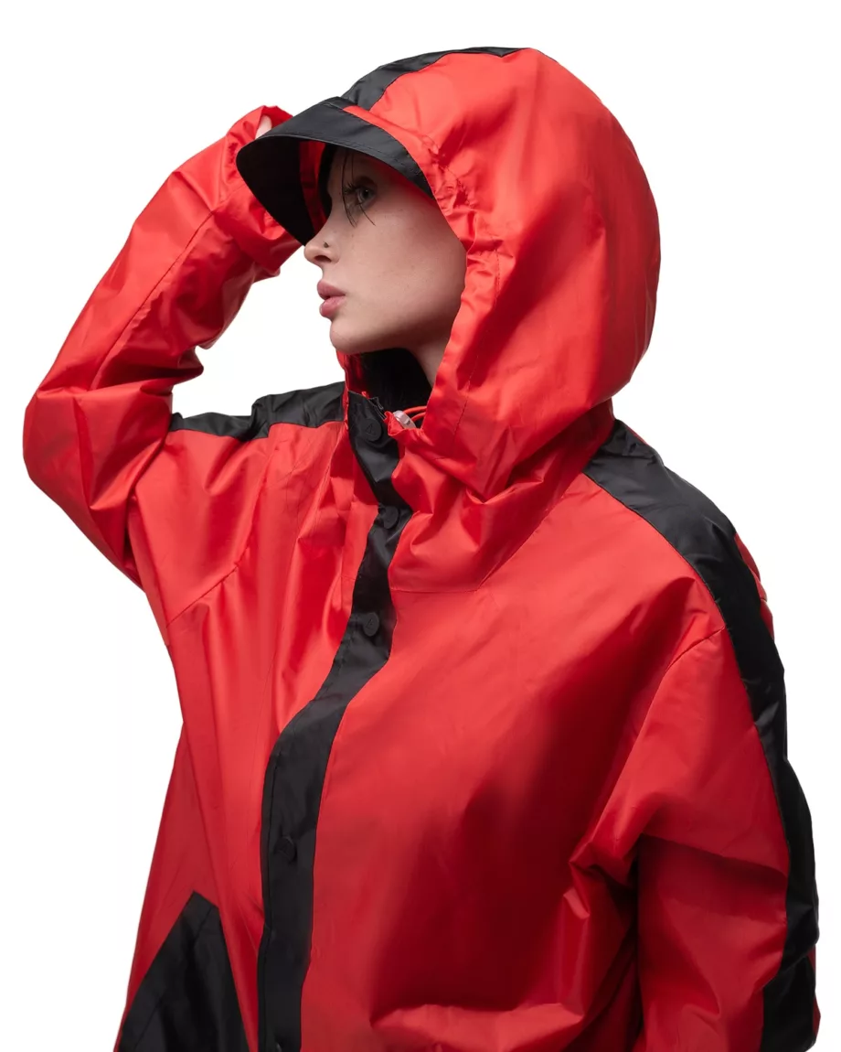 Red with Black Pockets Raincoat "Holden"