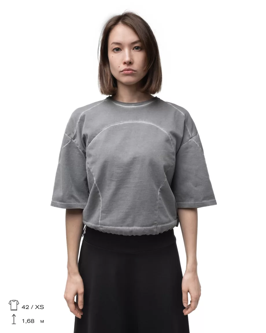 Crop Grey Melange T-Shirt "Track"