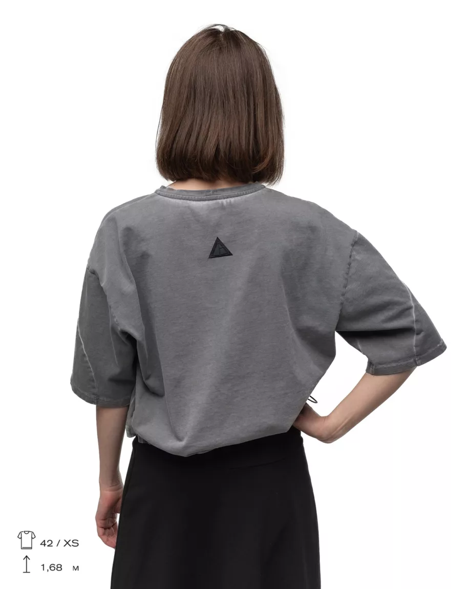 Crop Grey Melange T-Shirt "Track"