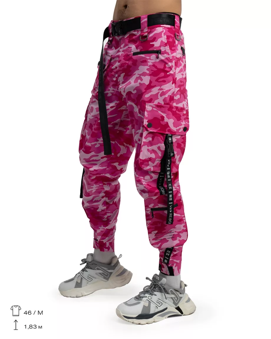 Hot Pink Techwear Pants "Jungle Camo"