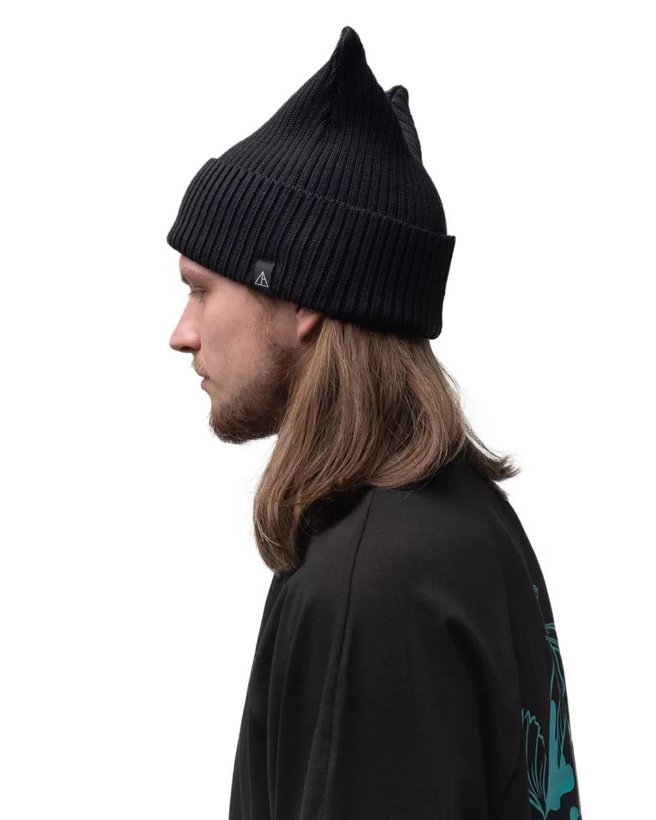 Black Knitted Hat With Horns "De will"