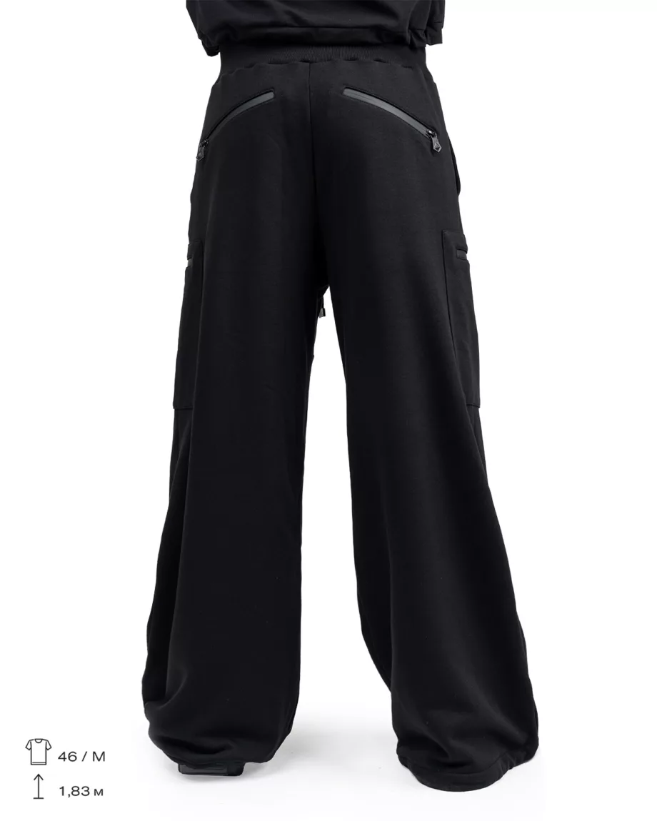 Black Printed Cargo Pants With Pockets Mirage