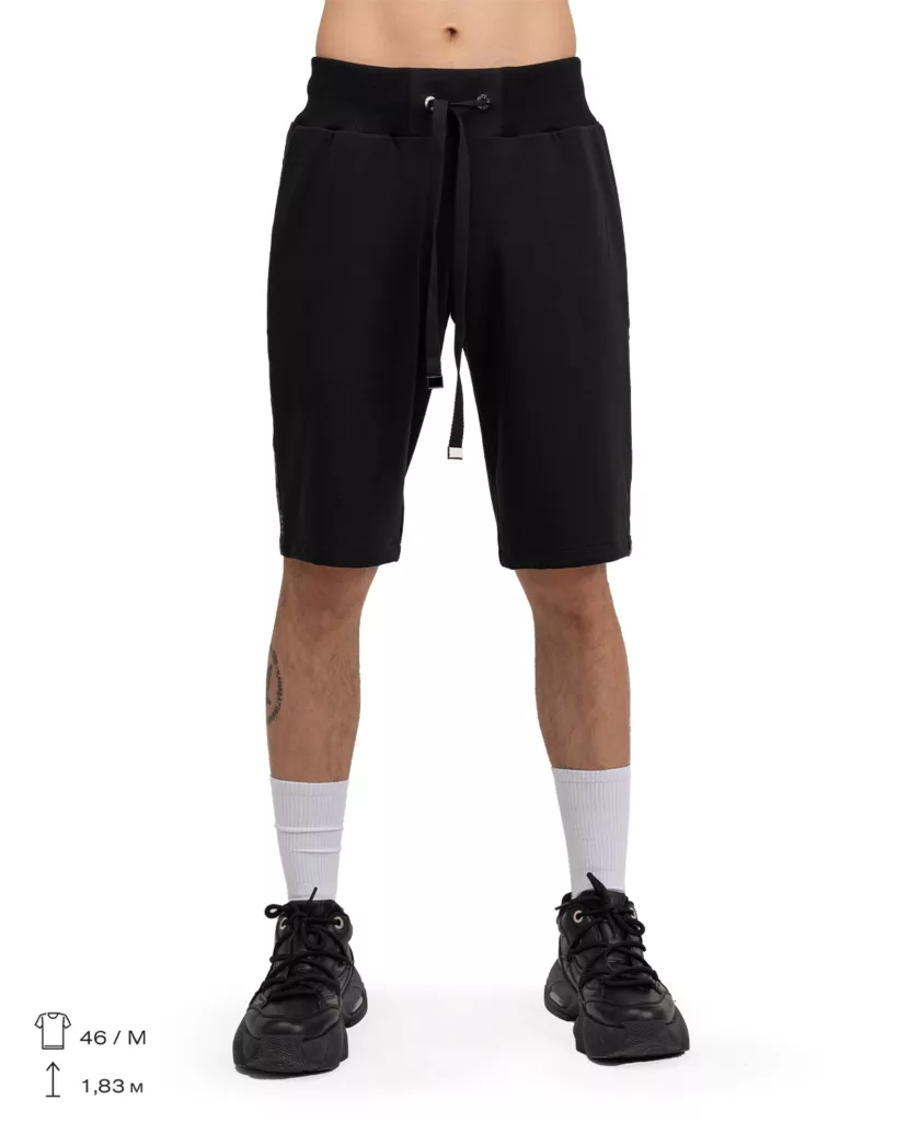 Black Shorts with Brand Tape “Alpha”