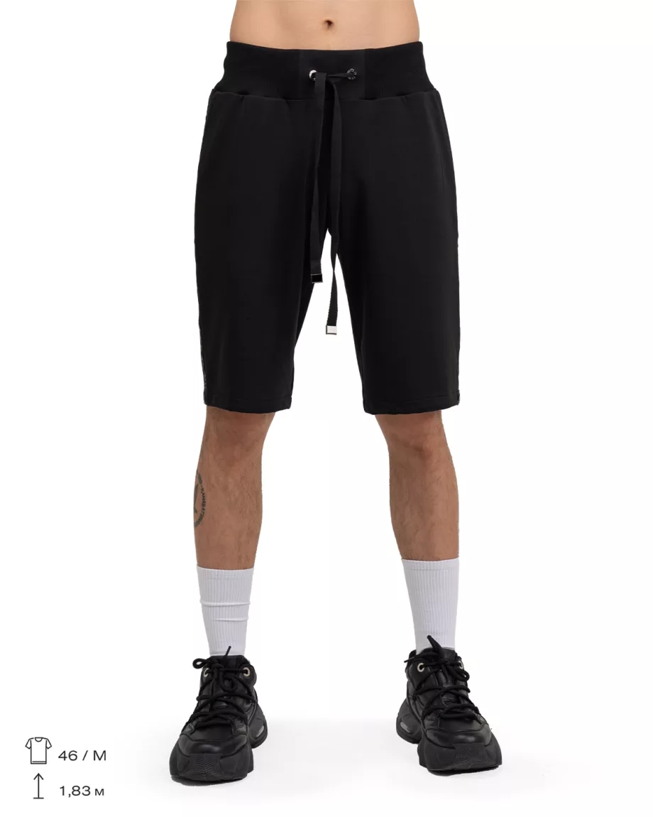 Black Shorts with Brand Tape "Alpha"