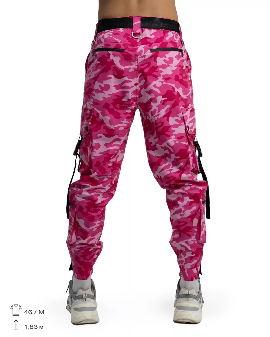 Hot Pink Techwear Pants "Jungle Camo"