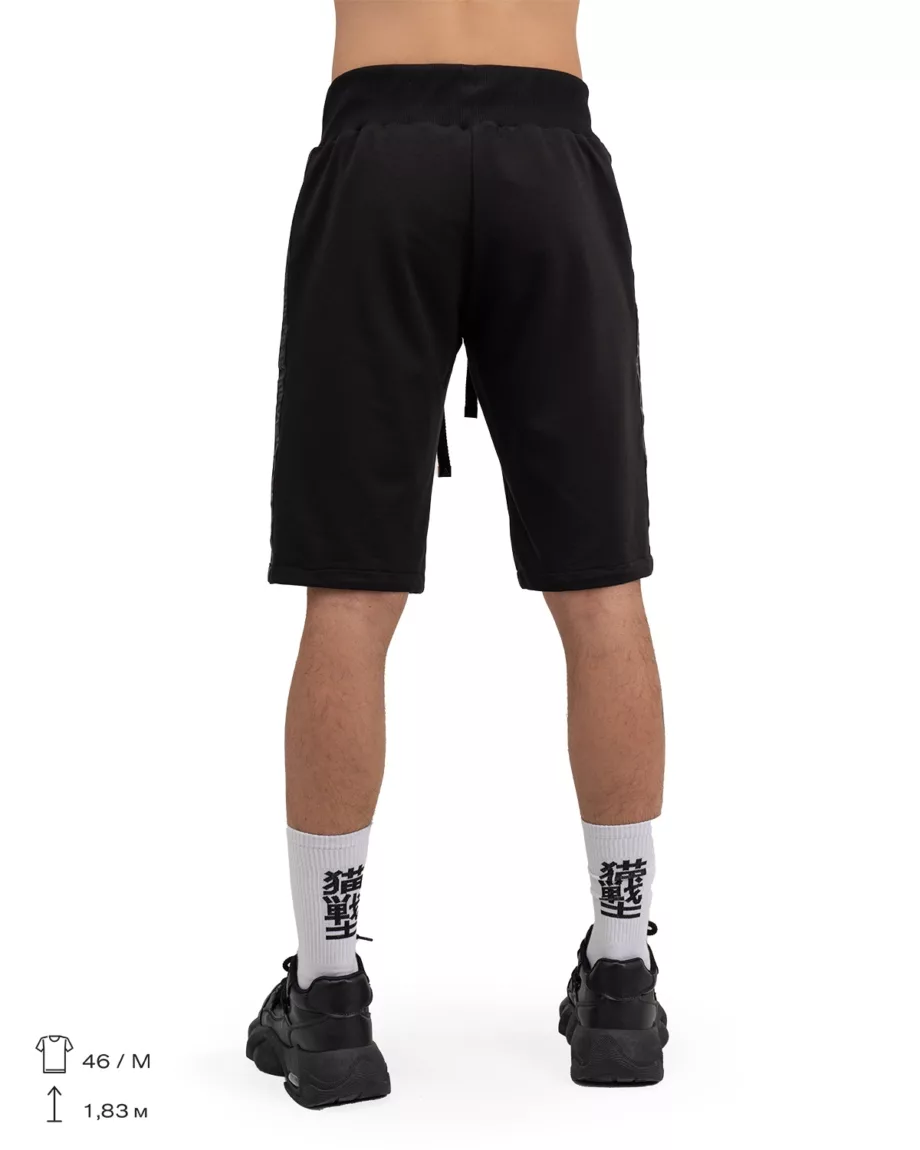 Black Shorts with Brand Tape "Alpha"