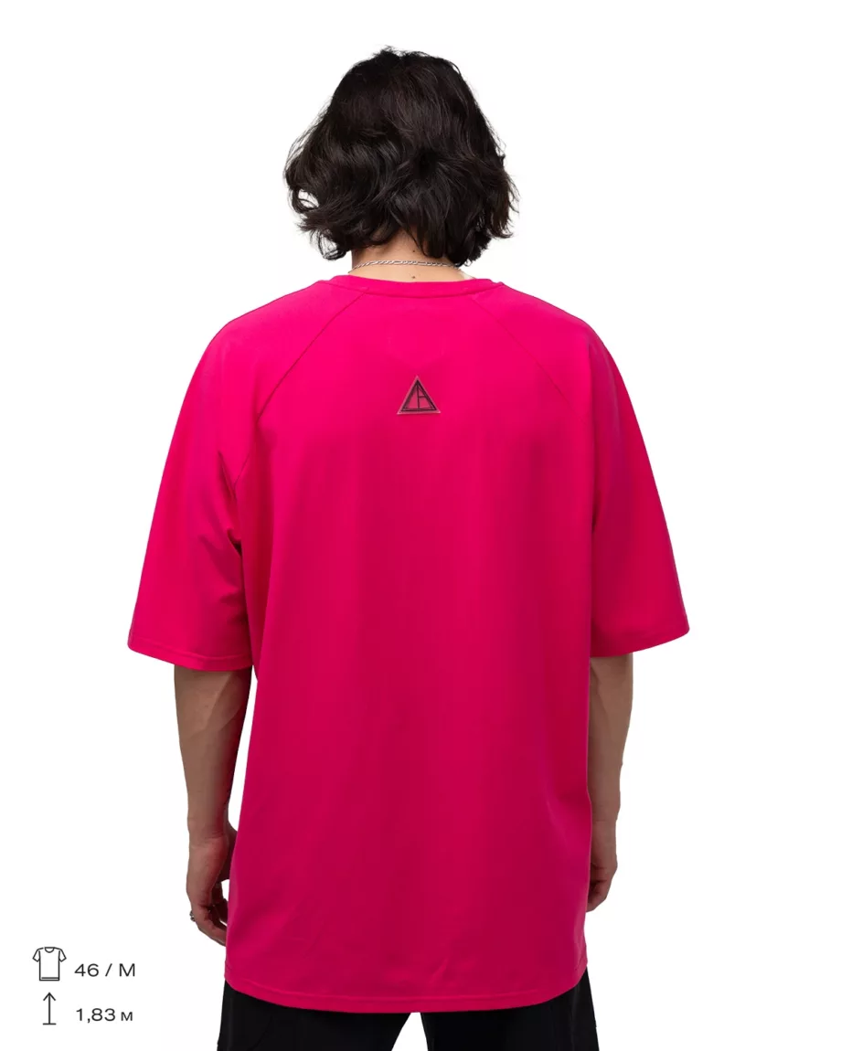 Pink with Black Print Oversized T-Shirt "Phantom"