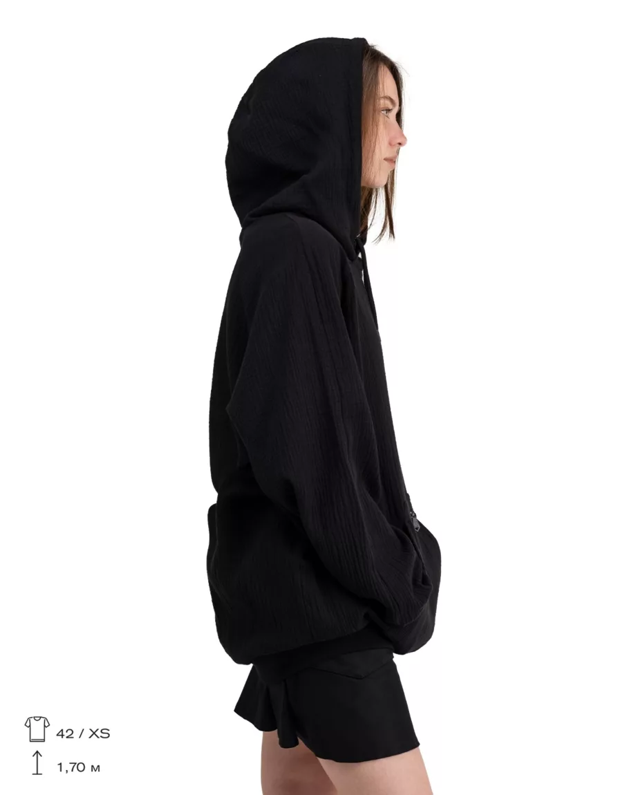 Black Oversized Hoodie With Pockets "Karma"