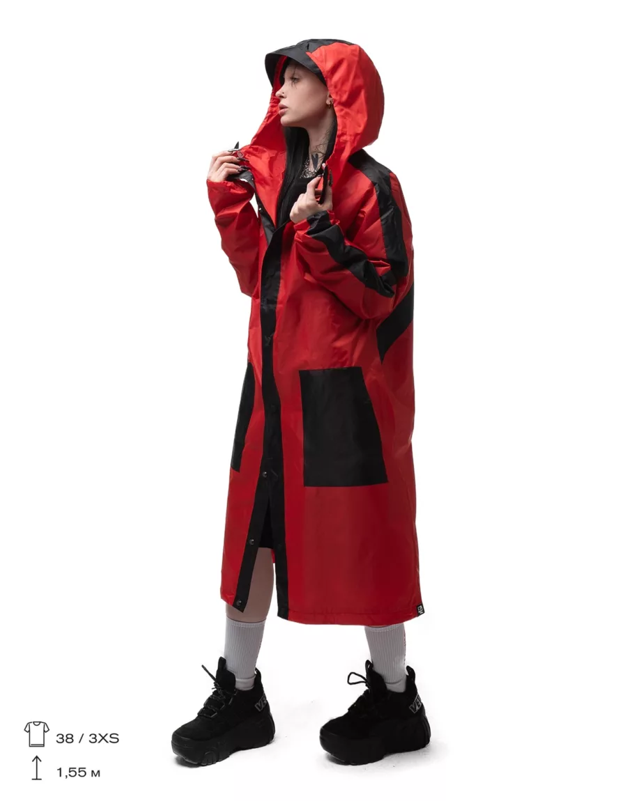 Red with Black Pockets Raincoat "Holden"