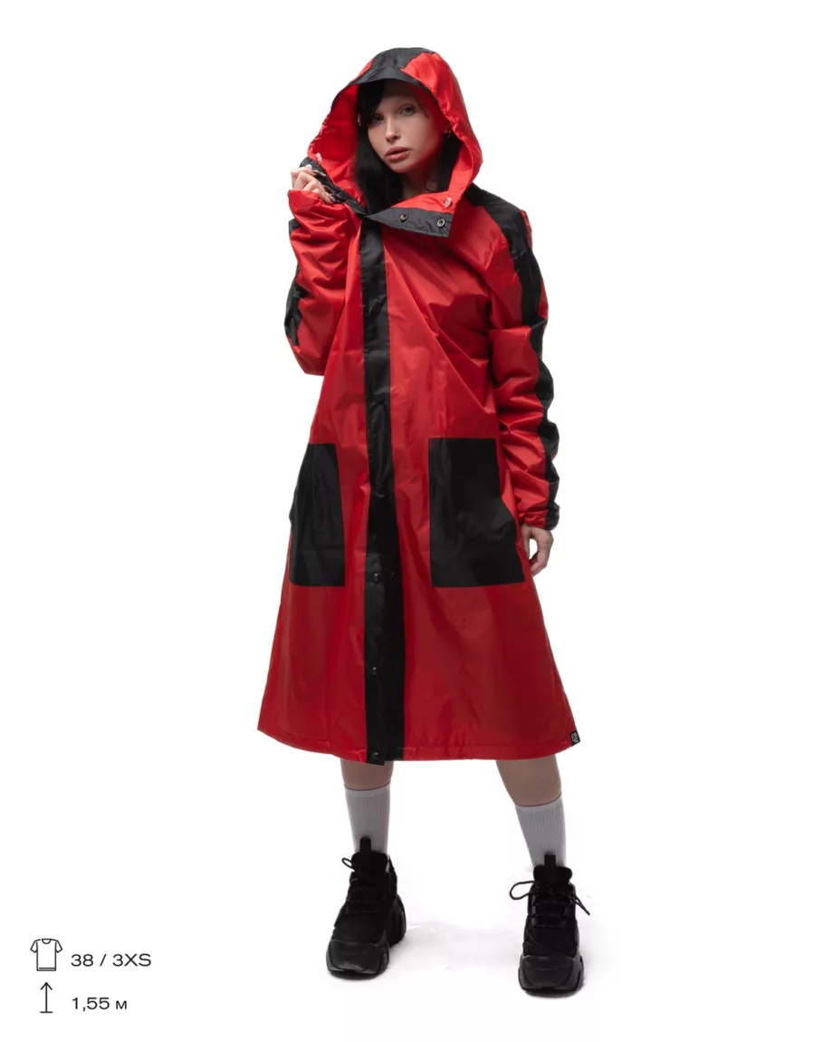 Red with Black Pockets Raincoat "Holden"