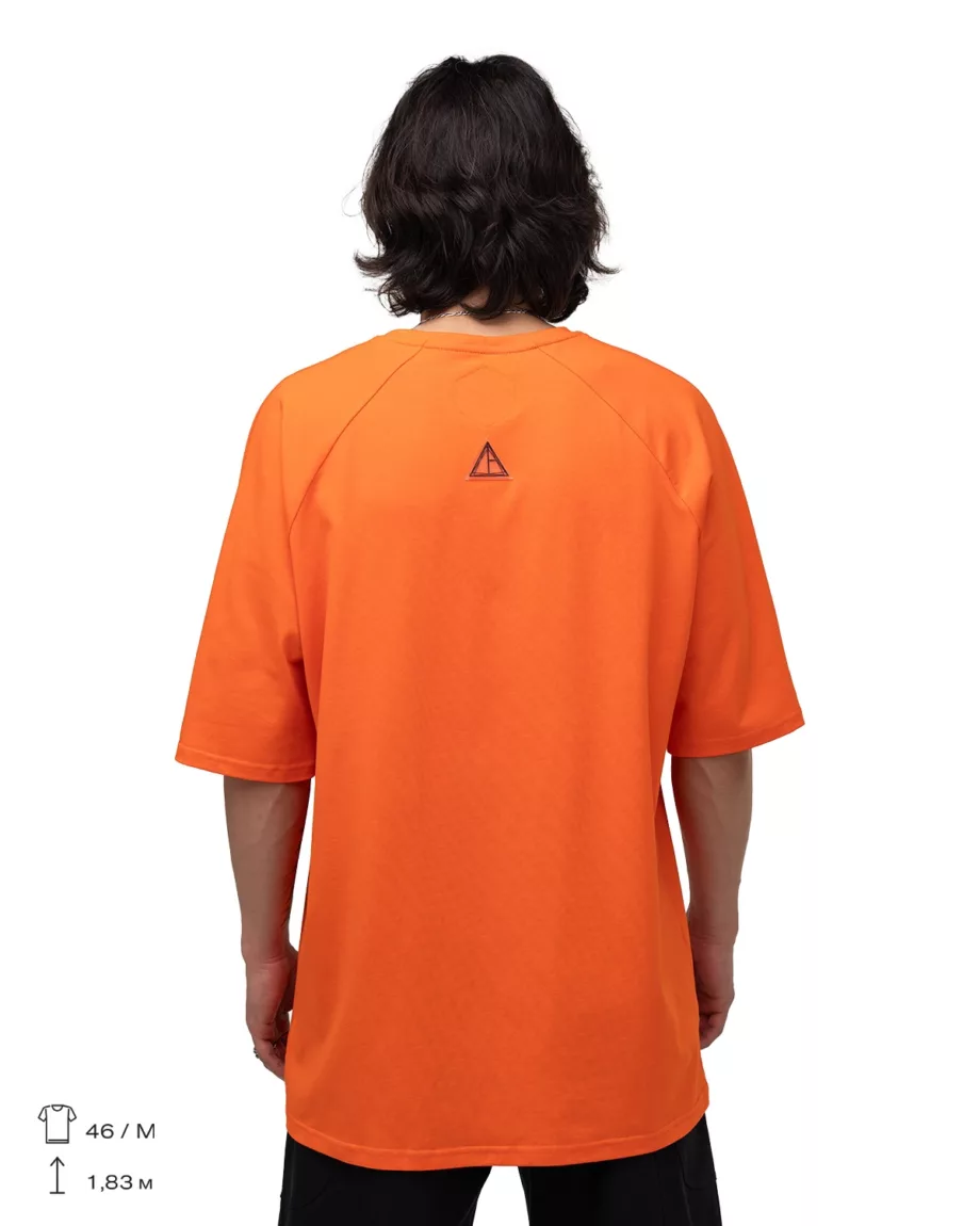 Orange with Black Print Oversized T-Shirt "Phantom"