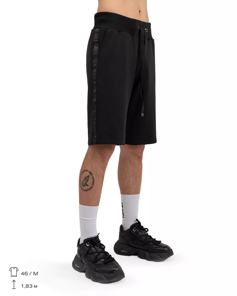 Black Shorts with Brand Tape "Alpha"