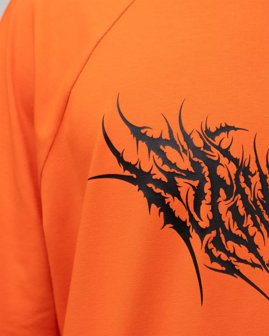 Orange with Black Print Oversized T-Shirt "Phantom"