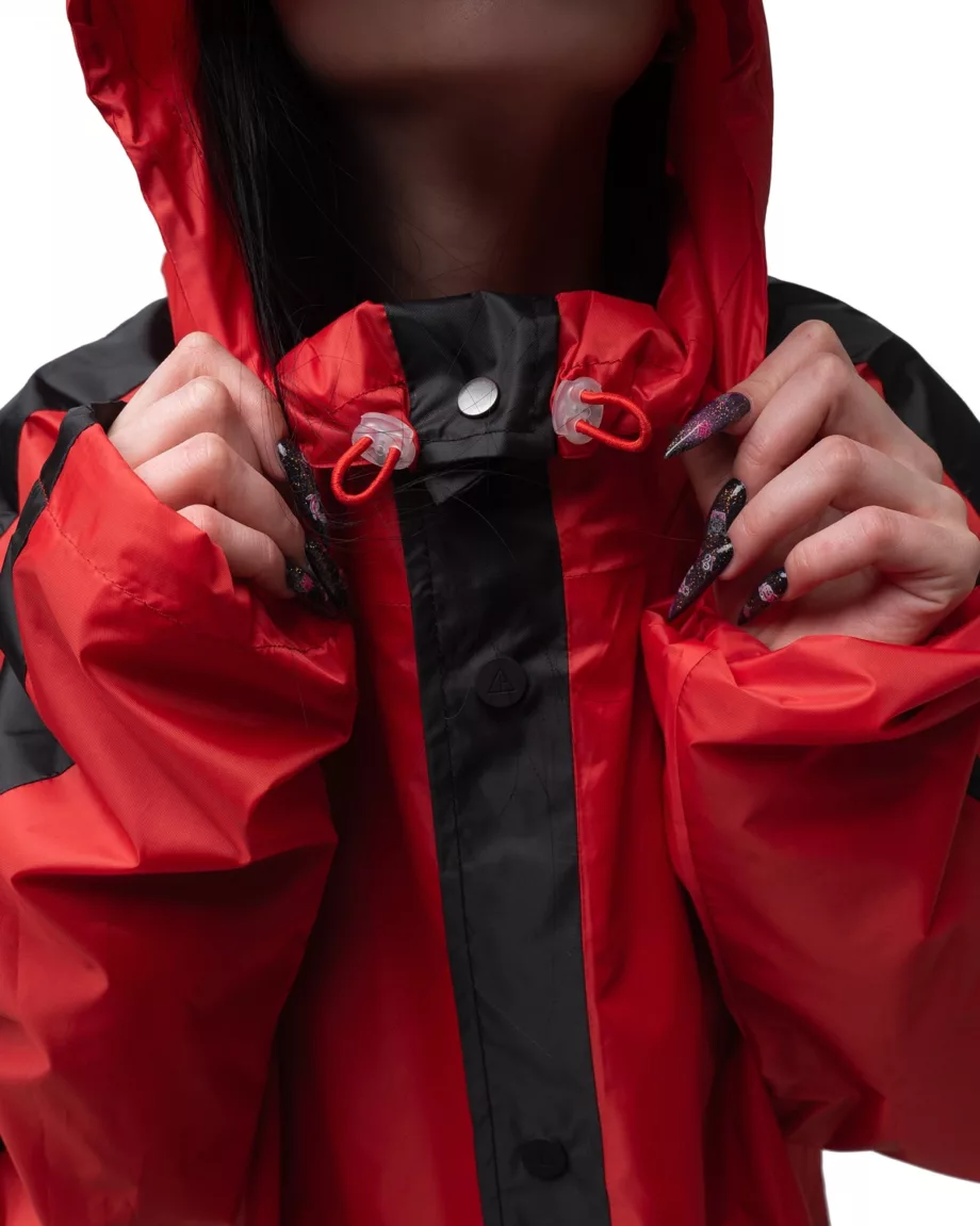 Red with Black Pockets Raincoat "Holden"