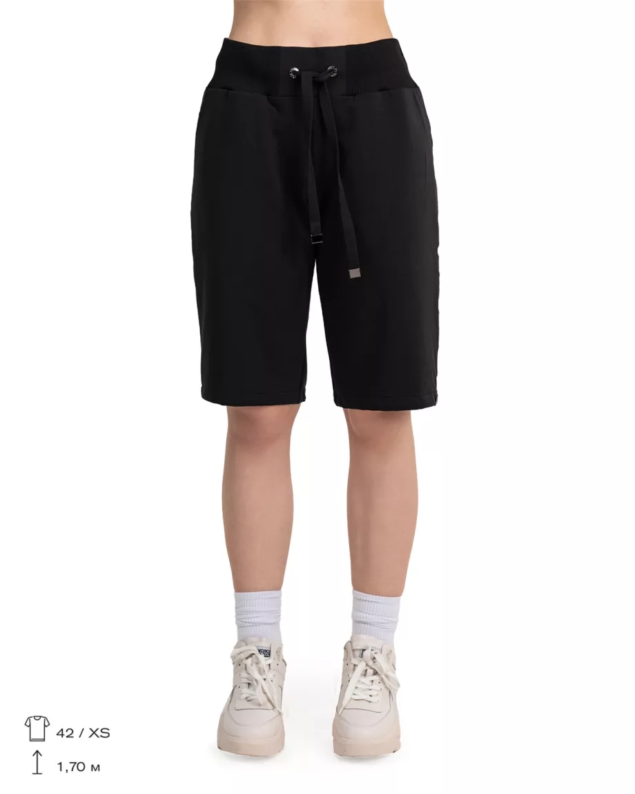 Black Shorts with Brand Tape "Alpha"