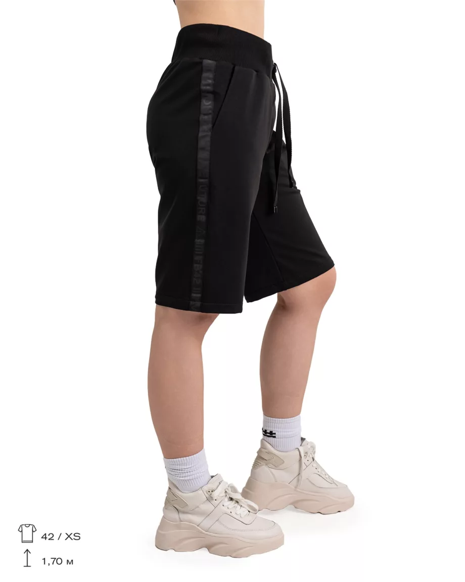 Black Shorts with Brand Tape "Alpha"