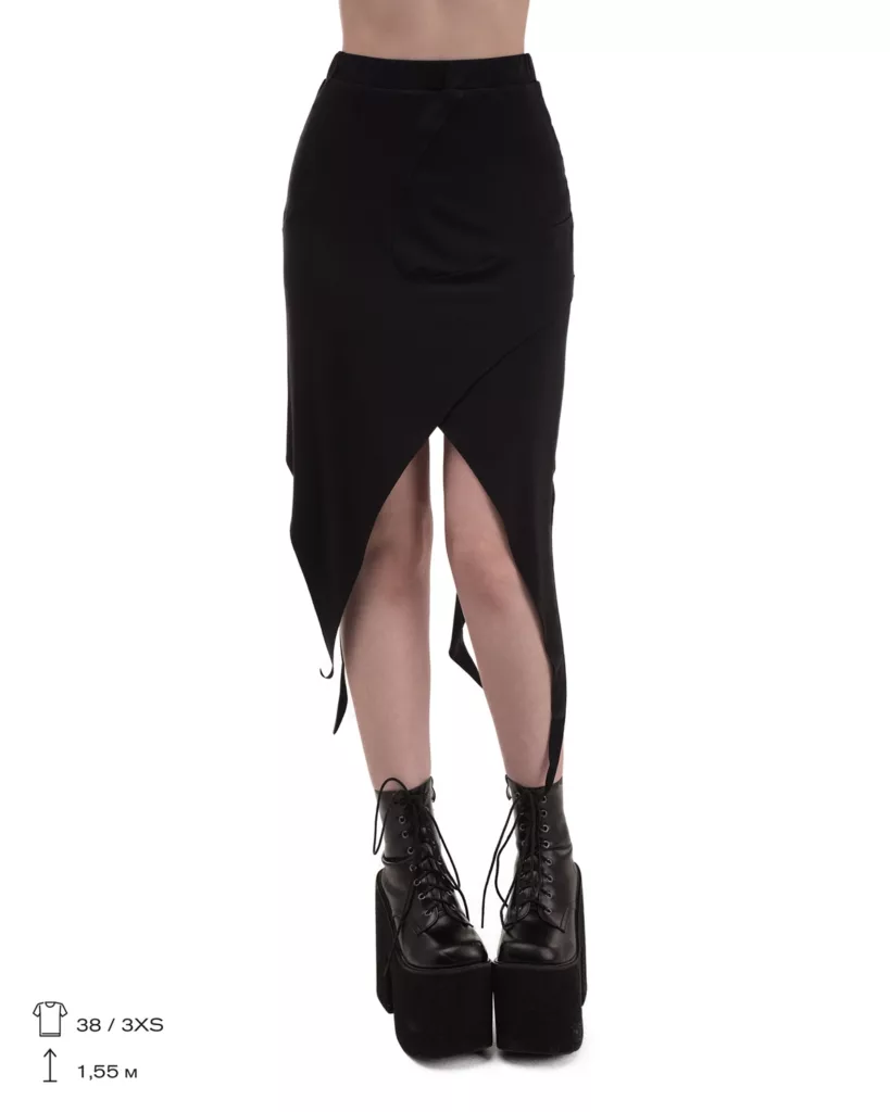 Black Asymmetrical Long Skirt “Roots”