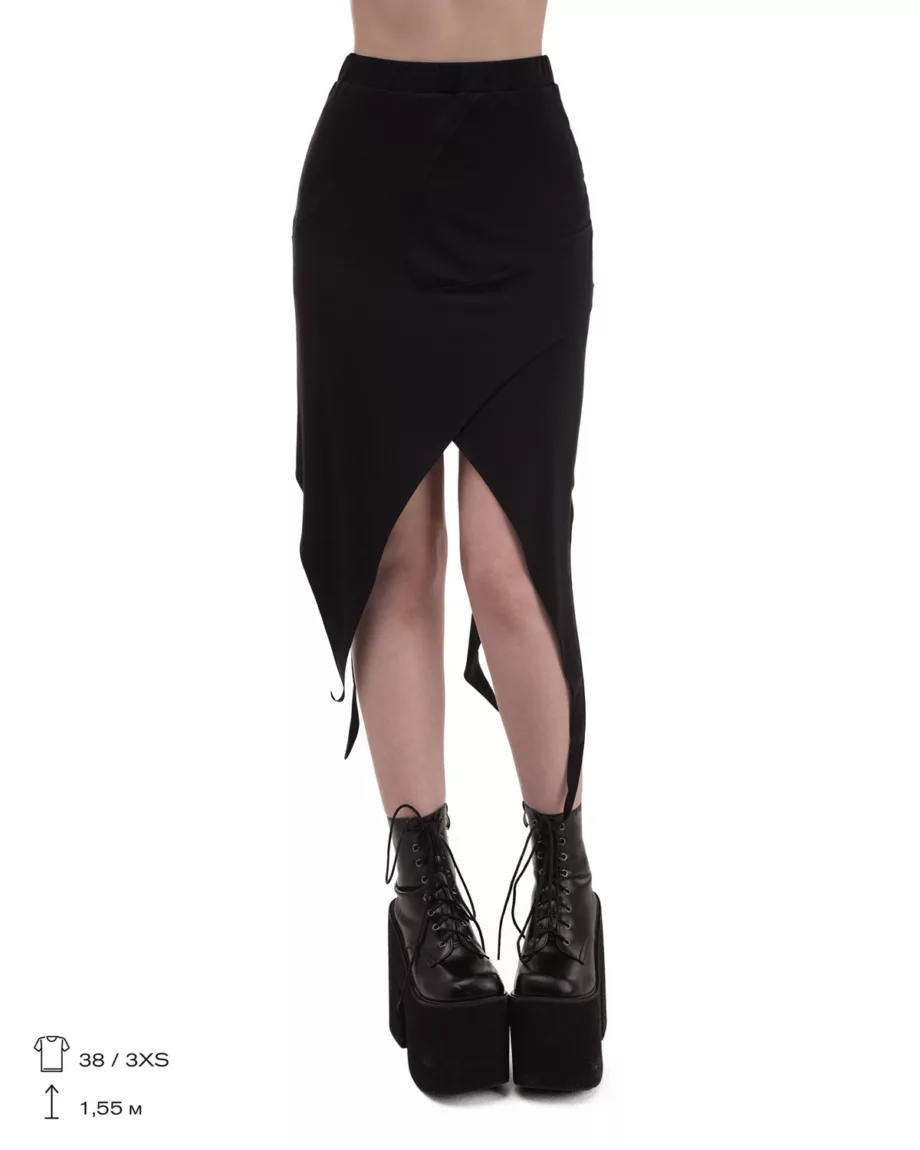 Black Asymmetrical Long Skirt Roots