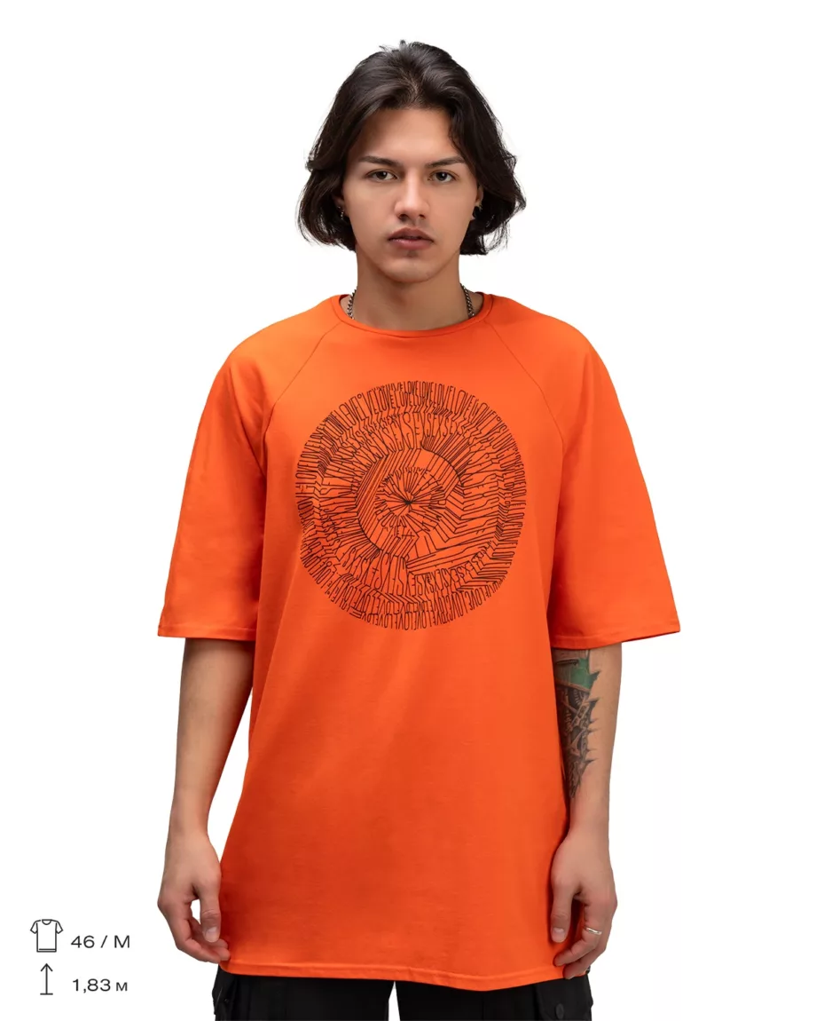 Orange Raglan Print T-shirt Vortex