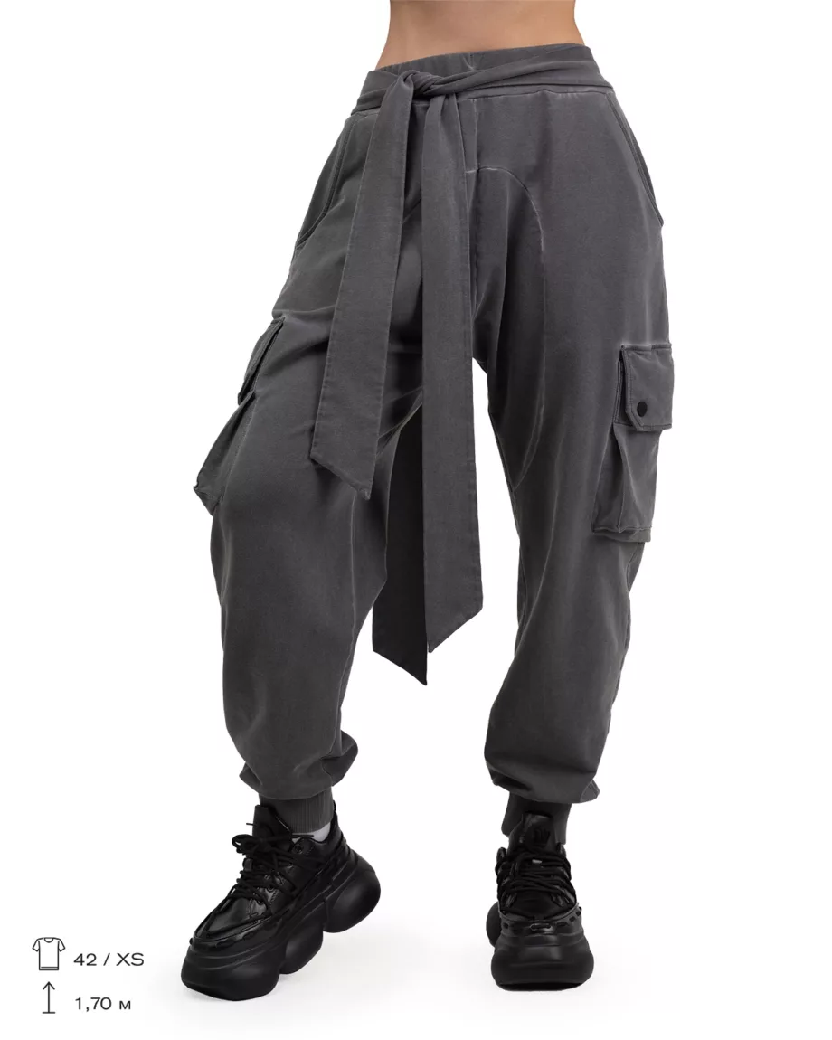 Gray Techwear Waisted Pants Akai