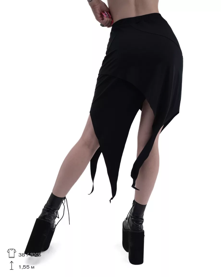 Black Asymmetrical Long Skirt Roots