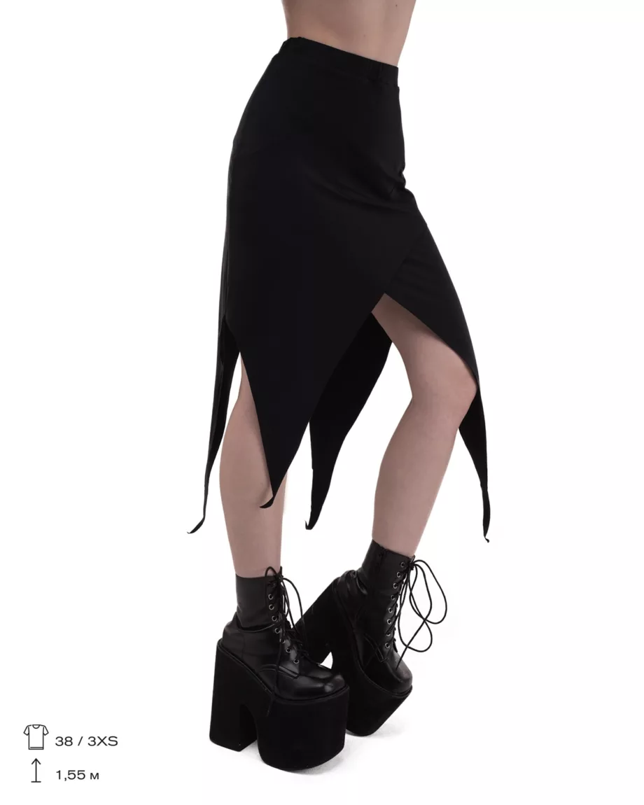 Black Asymmetrical Long Skirt Roots